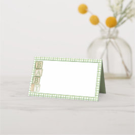 Sage Baby Blocks Blank Food & Favor Tent Cards Platzkarte