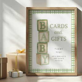 Sage Baby Blocks Cards and Gifts Baby Shower Sign Poster
