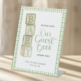 Sage Baby Blocks Please Sign Our Guest Book Sign Sockelschild