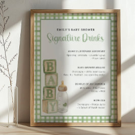 Sage Baby Shower Signature Drinks Sign Printable Poster