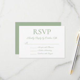 Sage Back Elegante Calligrafy Wedding RSVP Karte