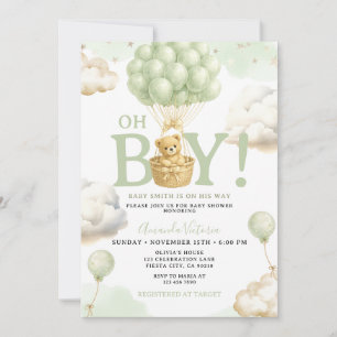 Sage Bär Oh Junge Baby Shower Einladung