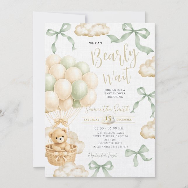 Sage Beige Gender Neutral Baby Shower Invite Einladung (Vorderseite)