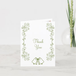 Sage Bells Scrollwork Design Wedding Dankeskarte