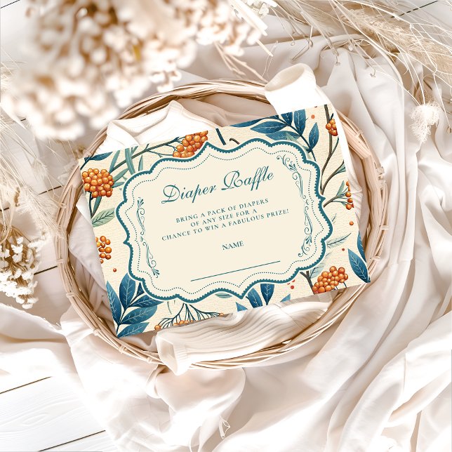 Sage Berry Botanical Baby Shower Diapper Raffle Begleitkarte (Von Creator hochgeladen)