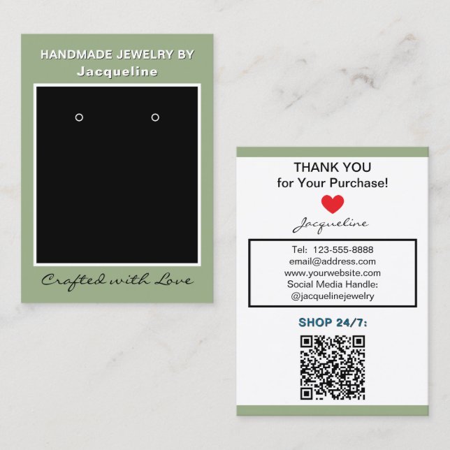 Sage Black Jewelry Ohrringe Website QR Code Visitenkarte (Vorne/Hinten)