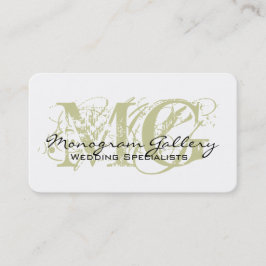 Sage Black Monogram Customizable Business Card Visitenkarte