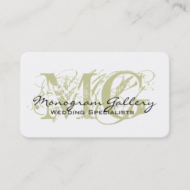 Sage Black Monogram Customizable Business Card Visitenkarte (Vorderseite)
