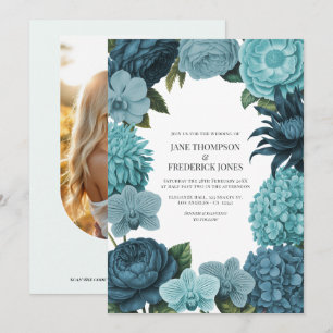 Sage Blau, Gletscher Teal & Eis Mint Hochzeit Einladung