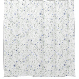 Sage Blue Watercolor Wildflower Duschvorhang