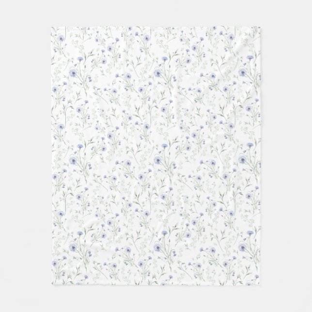 Sage Blue Watercolor Wildflower Fleecedecke (Vorderseite)