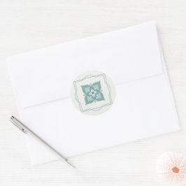 Sage-Blume Motif Line-Border-gezogenes Muster Runder Aufkleber