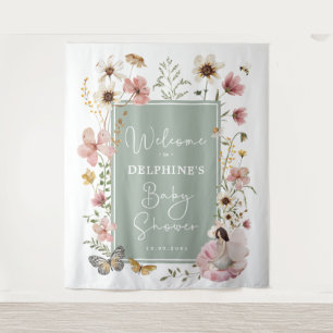 Sage Blush Fairy Wildblume Babydusche Willkommen Wandteppich