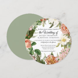 Sage Blush Vintage Botanische Blumenhochzeit in El Einladung