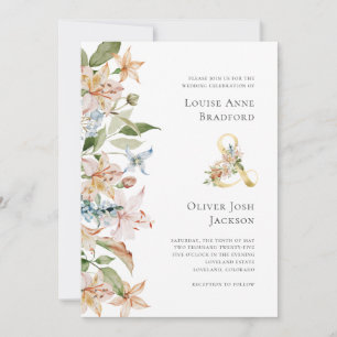Sage Blush Wasserfarbe Blumenstrauß und Hochzeit Einladung
