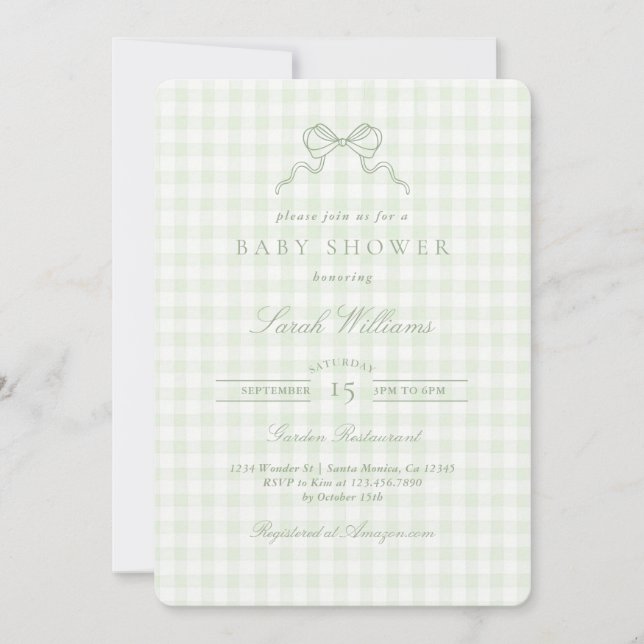 Sage-Bogen-Baby-Shower-Einladung Einladung (Vorderseite)