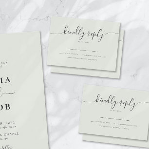 Sage Bohemisch Script Simple Modern Wedding RSVP Karte