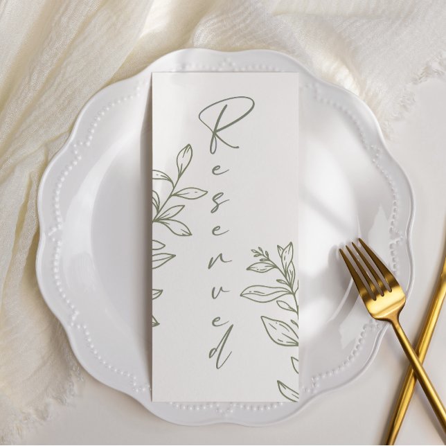 Sage Boho Blume Einfach reserviert Sitzplätze Menükarte (Von Creator hochgeladen)