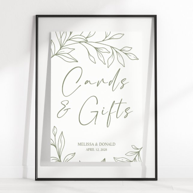 Sage Boho Blume Einfache Hochzeitskarte und Gesche Poster (Von Creator hochgeladen)
