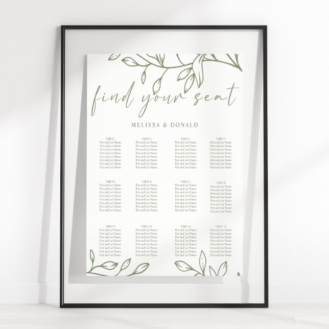 Sage Boho Blume Hochzeitsdiagramm Poster (Von Creator hochgeladen)