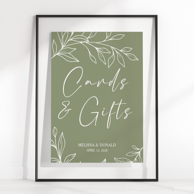 Sage Boho Blume Hochzeitskarte & Geschenke Poster (Von Creator hochgeladen)