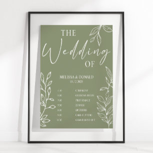 Sage Boho Blume Simple Wedding Program Zeitplan Poster