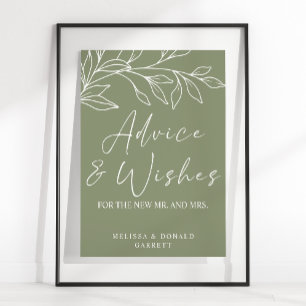 Sage Boho Blume Wedding Advice & Wishings Poster