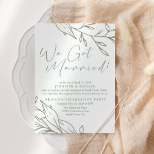 Sage Boho Blumen Hochzeit Gerade Verheiratet Einladung