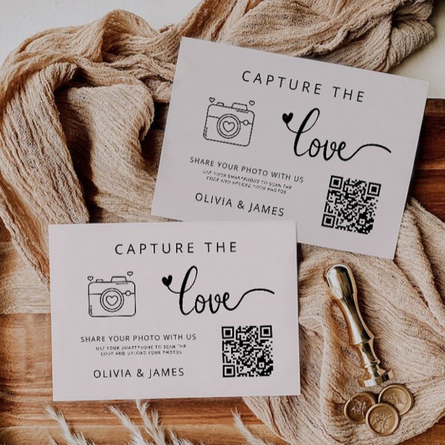 Sage Boho Capture the Liebe Wedding QR Code Card, (Sage Boho Capture the Love Wedding QR Code Card,)