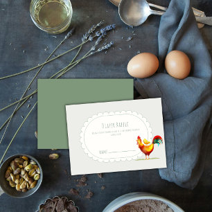Sage Boho Hahn Küken Windel-Raffle Baby Shower Begleitkarte