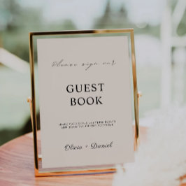 Sage Boho Wedding Gästebuchsignvorlage Einladung