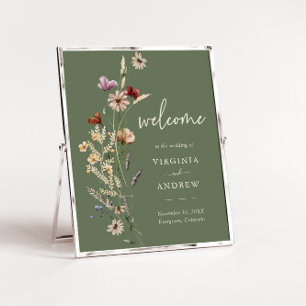 Sage Boho Wildblume Begrüßung Poster