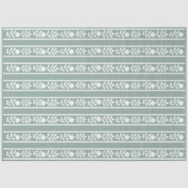 Sage Bone Inlay Floral Border Decoupage Paper Seidenpapier