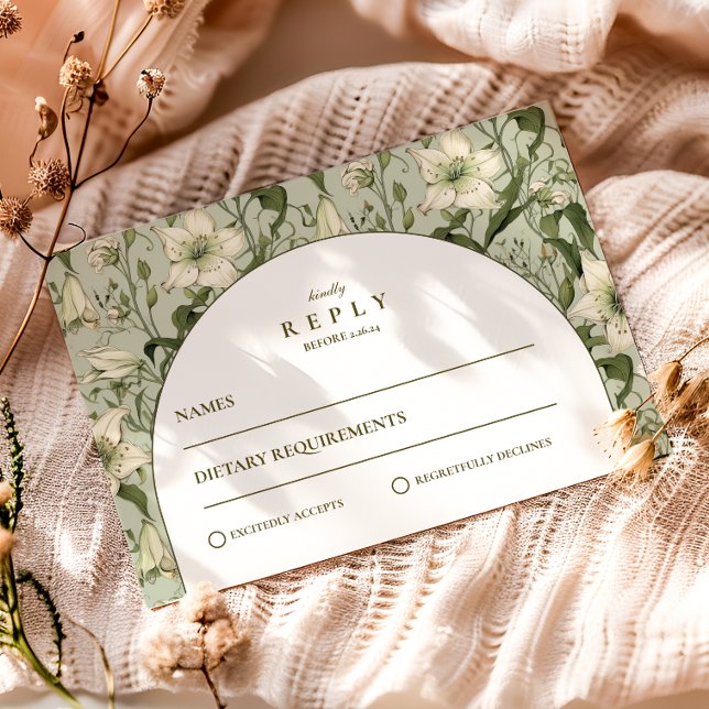 Sage Botanical Arch Elegant Wedding RSVP Karte (Von Creator hochgeladen)