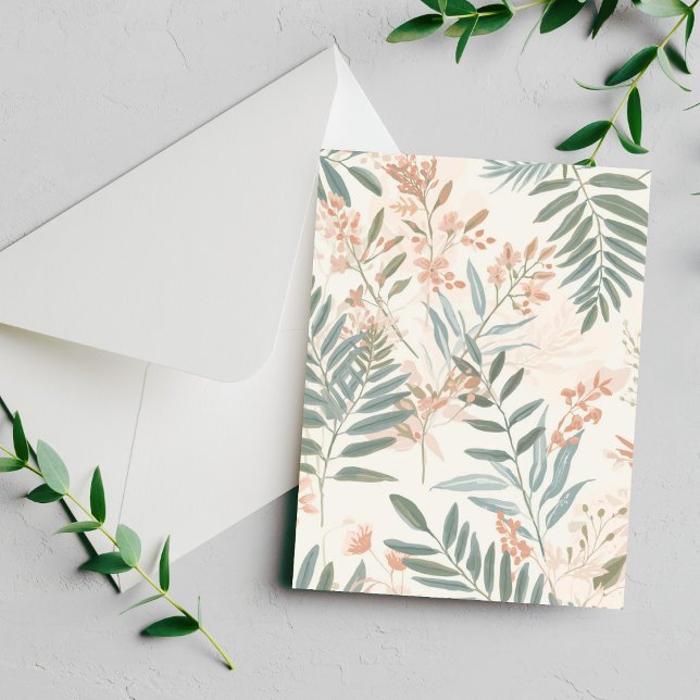 Sage Botanical Blush Leaf Watercolor Pattern Card (Von Creator hochgeladen)