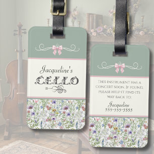 Sage Botanical Cello Schülerinstrumenten-Etuikette Gepäckanhänger