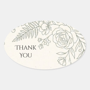 Sage Botanical Danke Schön Ovaler Aufkleber