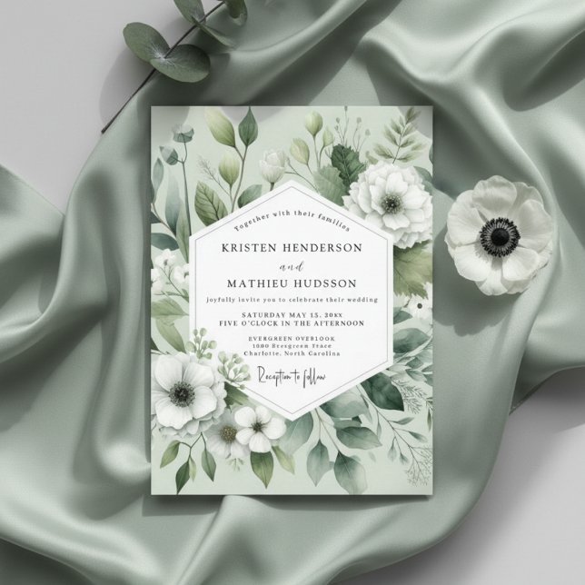 Sage Botanical Romance Wedding Einladung (Von Creator hochgeladen)