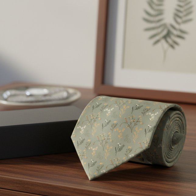 Sage Botanical Tie – Woodland Wedding Attire Krawatte (Sage Botanical Tie – Woodland Wedding Attire Necktie)