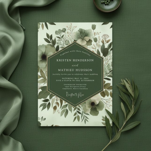 Sage Botanical Whimsy Wedding Einladung (Von Creator hochgeladen)