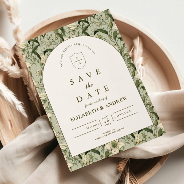 Sage Botanische Bögen Elegante Hochzeit Save The Date (Von Creator hochgeladen)