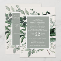 Sage botanische florale elegante Hochzeitsdetails