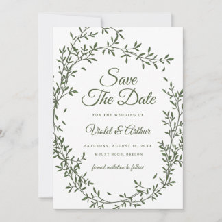 Sage Botanische Kranzhochzeit speichert das Datum Einladung