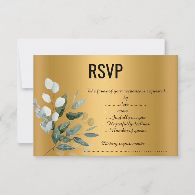 SAGE BRANCH GOLD RESPONSE CARD RSVP KARTE (Vorderseite)