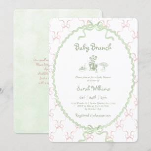 Sage Brunch Kinderdusche Einladung