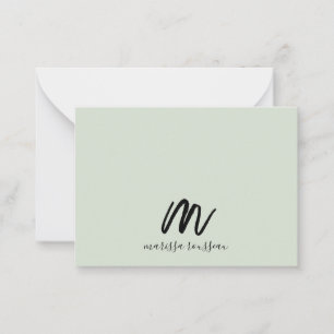 Sage Brush Painted Style Monogram Script Name Mitteilungskarte