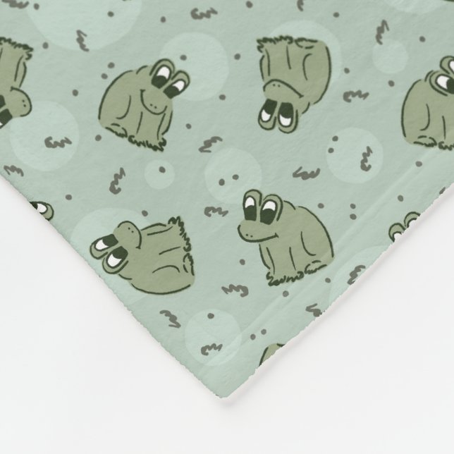 Sage Bubble Frogs - laurel Green Children pattern. Fleecedecke (Ecke)