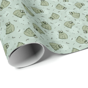 Sage Bubble Frogs - laurel Green Children pattern. Geschenkpapier