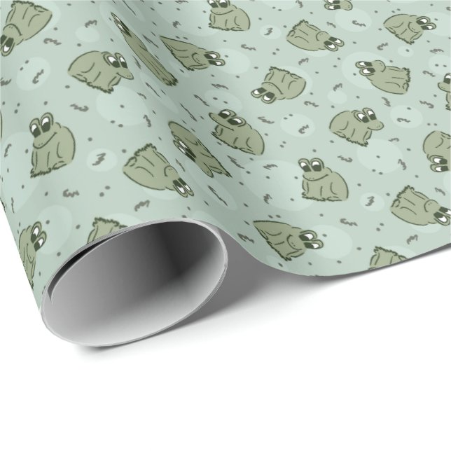 Sage Bubble Frogs - laurel Green Children pattern. Geschenkpapier (Rolleneckpunkt)