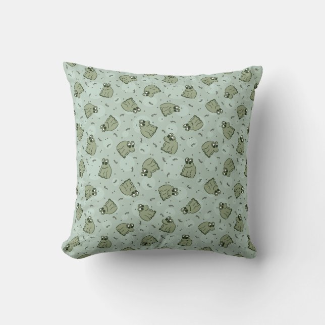Sage Bubble Frogs - laurel Green Children pattern. Kissen (Vorderseite)